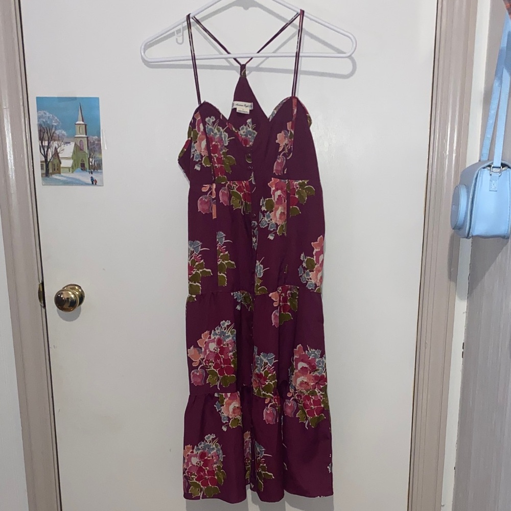 American Eagle Outfitters Burgundy Floral Dress